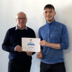 Print Scotland Apprentice Award winner 2022 Craig Knight from FLB Group with print trainer Jim McKenzie